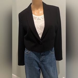 Equipment "Wright" Cropped Black Wool Jacket  Size 2 NWT